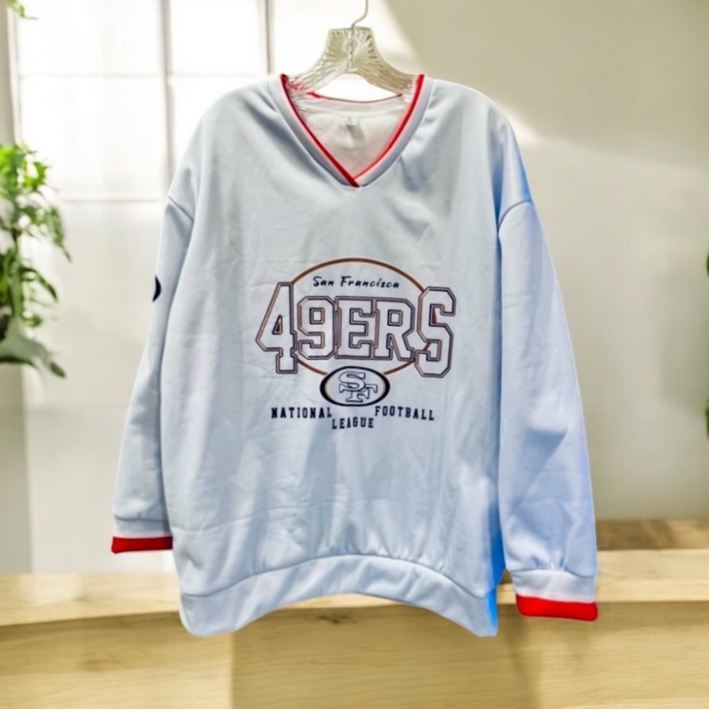 NWOT San Francisco 49ers V-Neck Sweatshirt Polyester Spandex Unisex Size Large